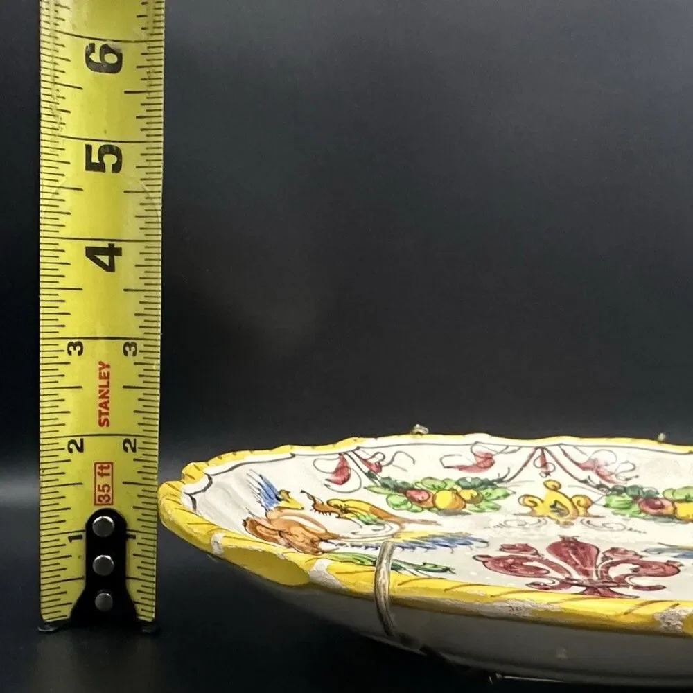 Vintage Fratelli Fanciullacci Italy Majolica Dragon Plates Set 2 Ready to Hang
